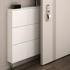 Meuble à chaussures d'entrée moderne en bois blanc avec façade rabattable