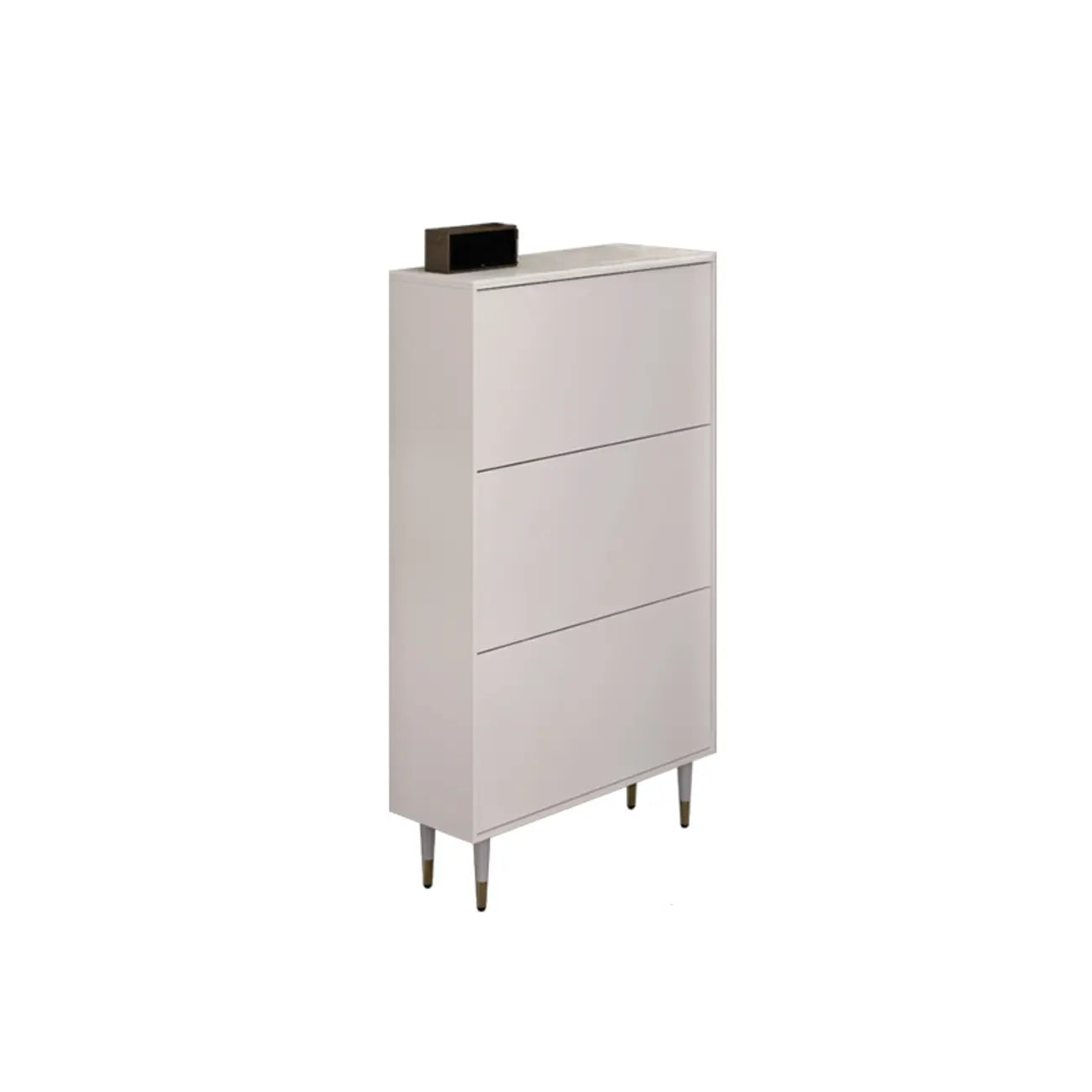 Meuble à chaussures d'entrée moderne en bois blanc avec façade rabattable