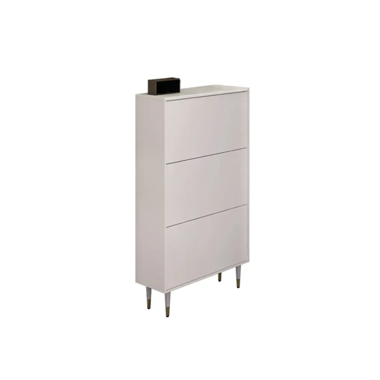 Meuble à chaussures d'entrée moderne en bois blanc avec façade rabattable