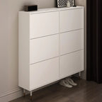 Meuble à chaussures d'entrée moderne en bois blanc avec façade rabattable