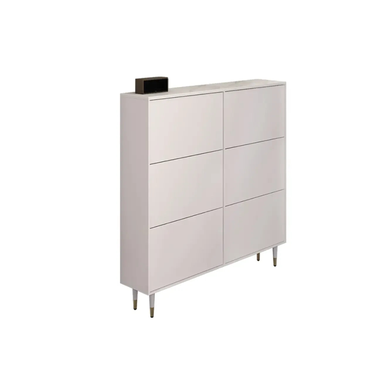 Meuble à chaussures d'entrée moderne en bois blanc avec façade rabattable