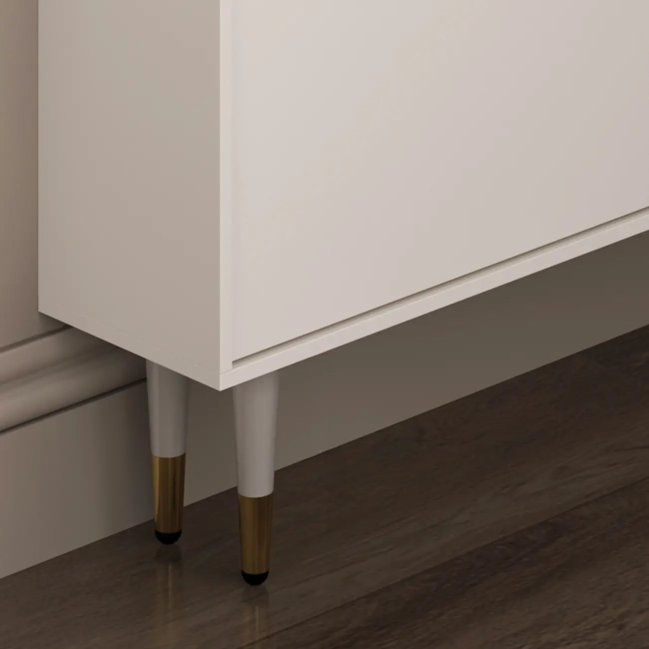 Meuble à chaussures d'entrée moderne en bois blanc avec façade rabattable