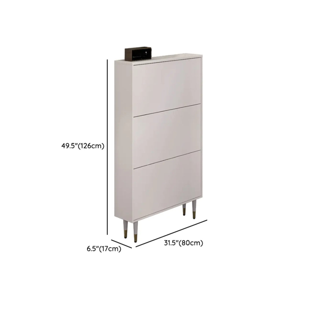 Meuble à chaussures d'entrée moderne en bois blanc avec façade rabattable