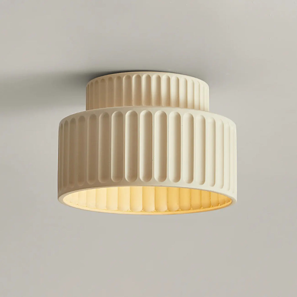 Plafonnier semi-encastré cylindrique moderne avec abat-jour en plastique