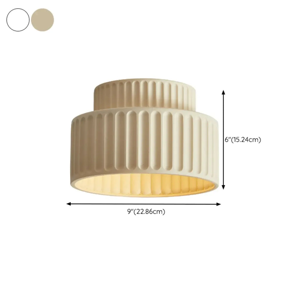 Plafonnier semi-encastré cylindrique moderne avec abat-jour en plastique