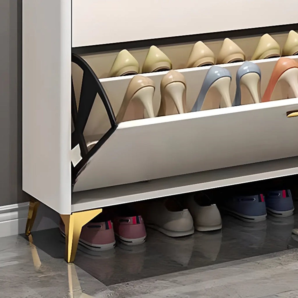 Meuble à chaussures dissimulé en bois gris/blanc pour entrée
