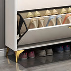 Meuble à chaussures dissimulé en bois gris/blanc pour entrée