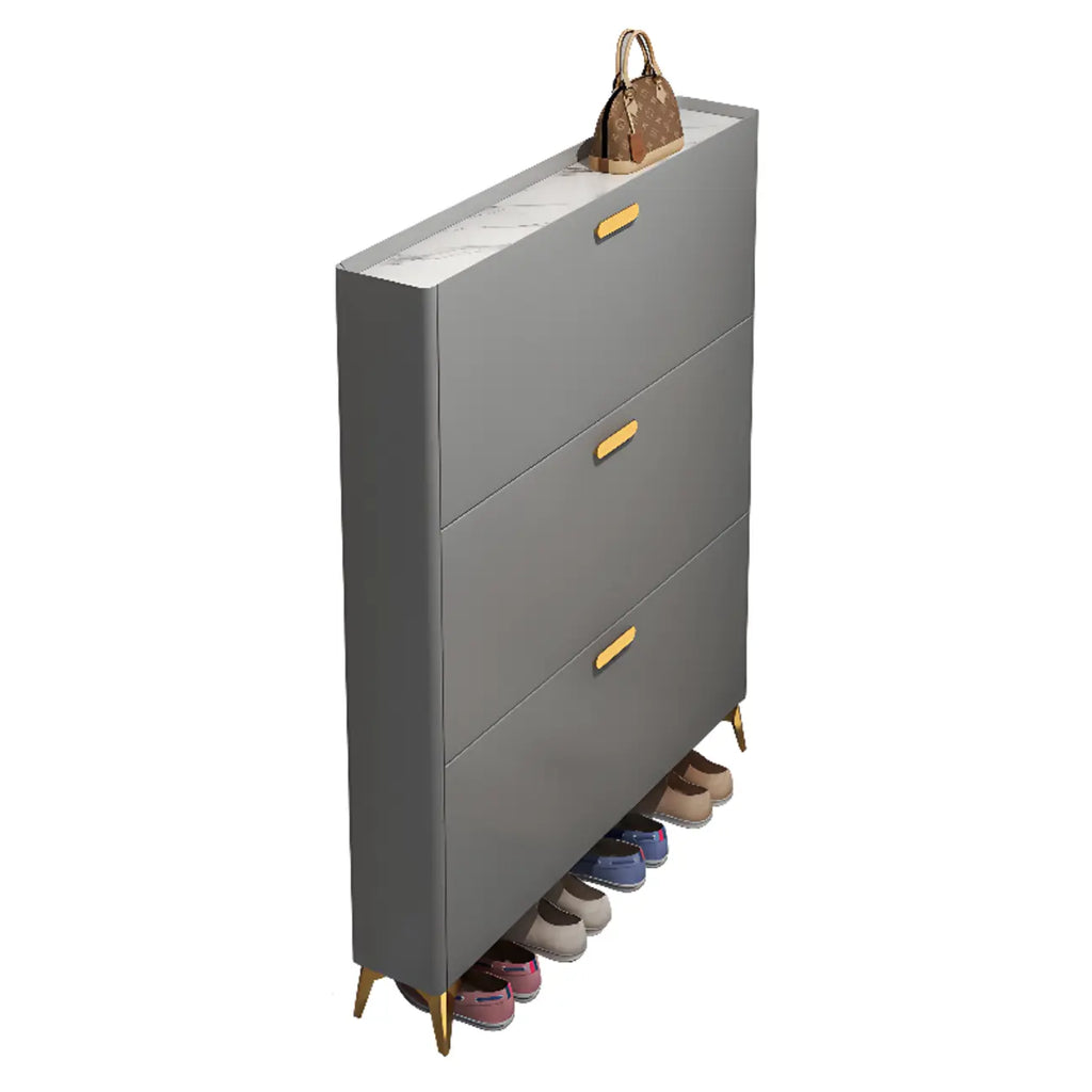 Meuble à chaussures dissimulé en bois gris/blanc pour entrée