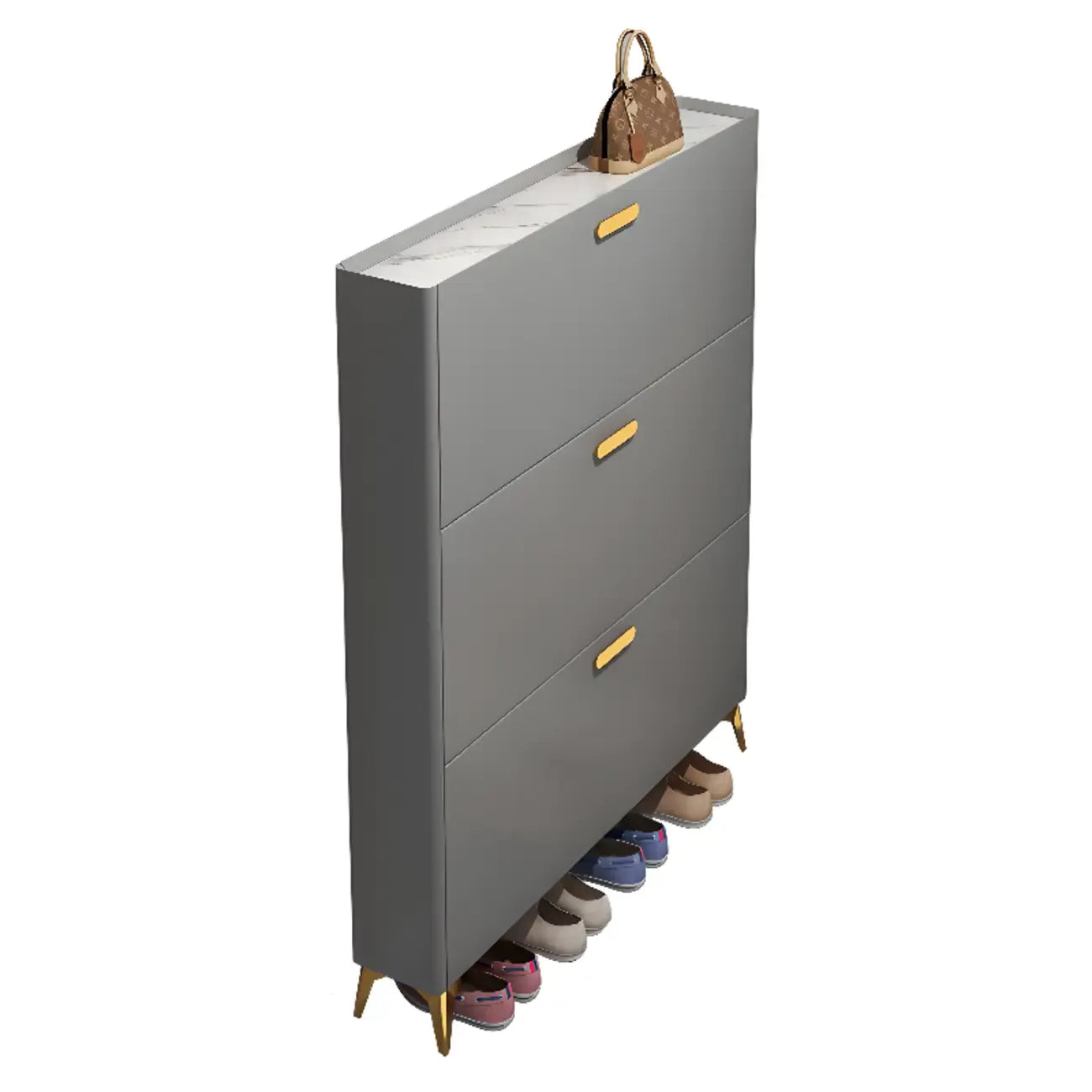 Meuble à chaussures dissimulé en bois gris/blanc pour entrée