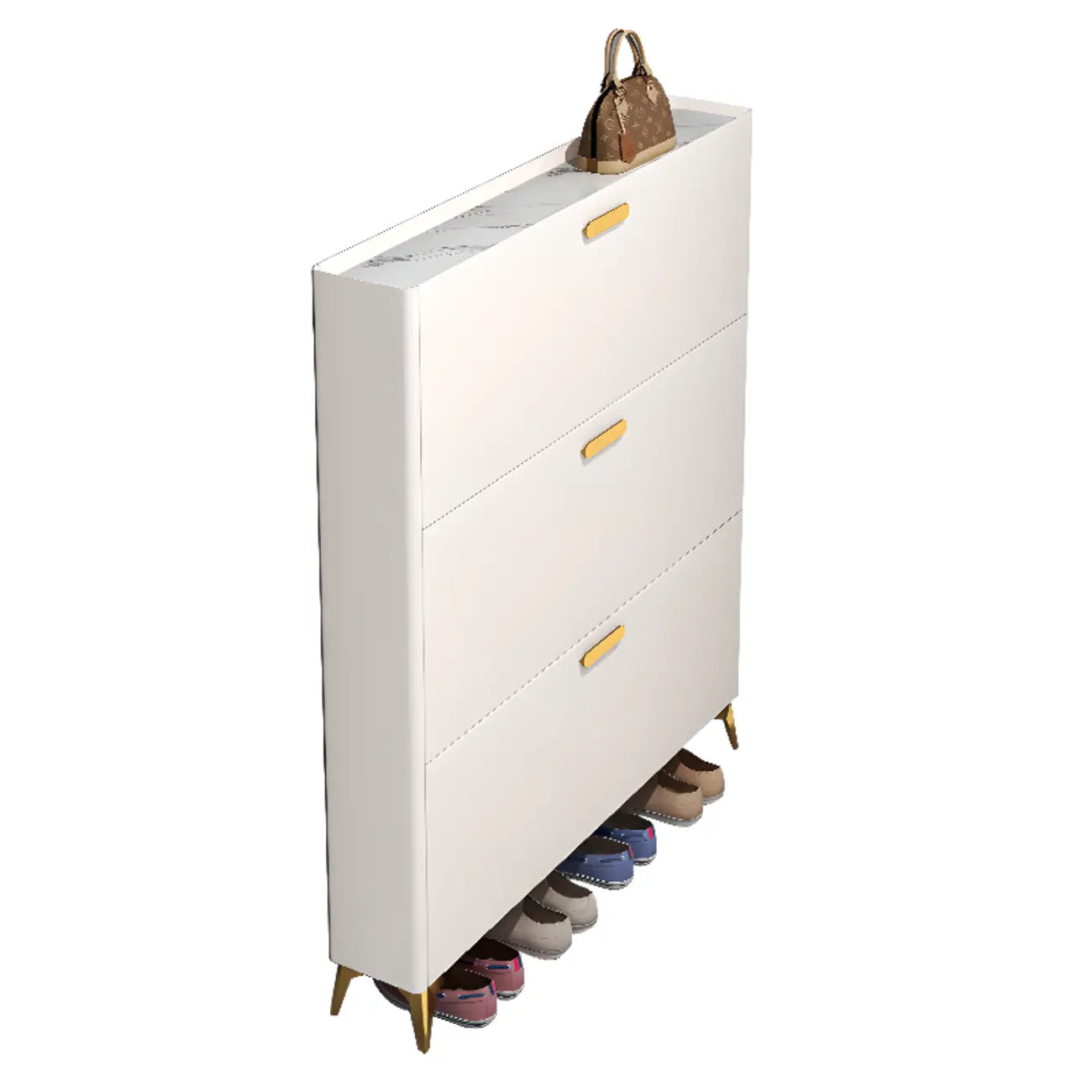 Meuble à chaussures dissimulé en bois gris/blanc pour entrée
