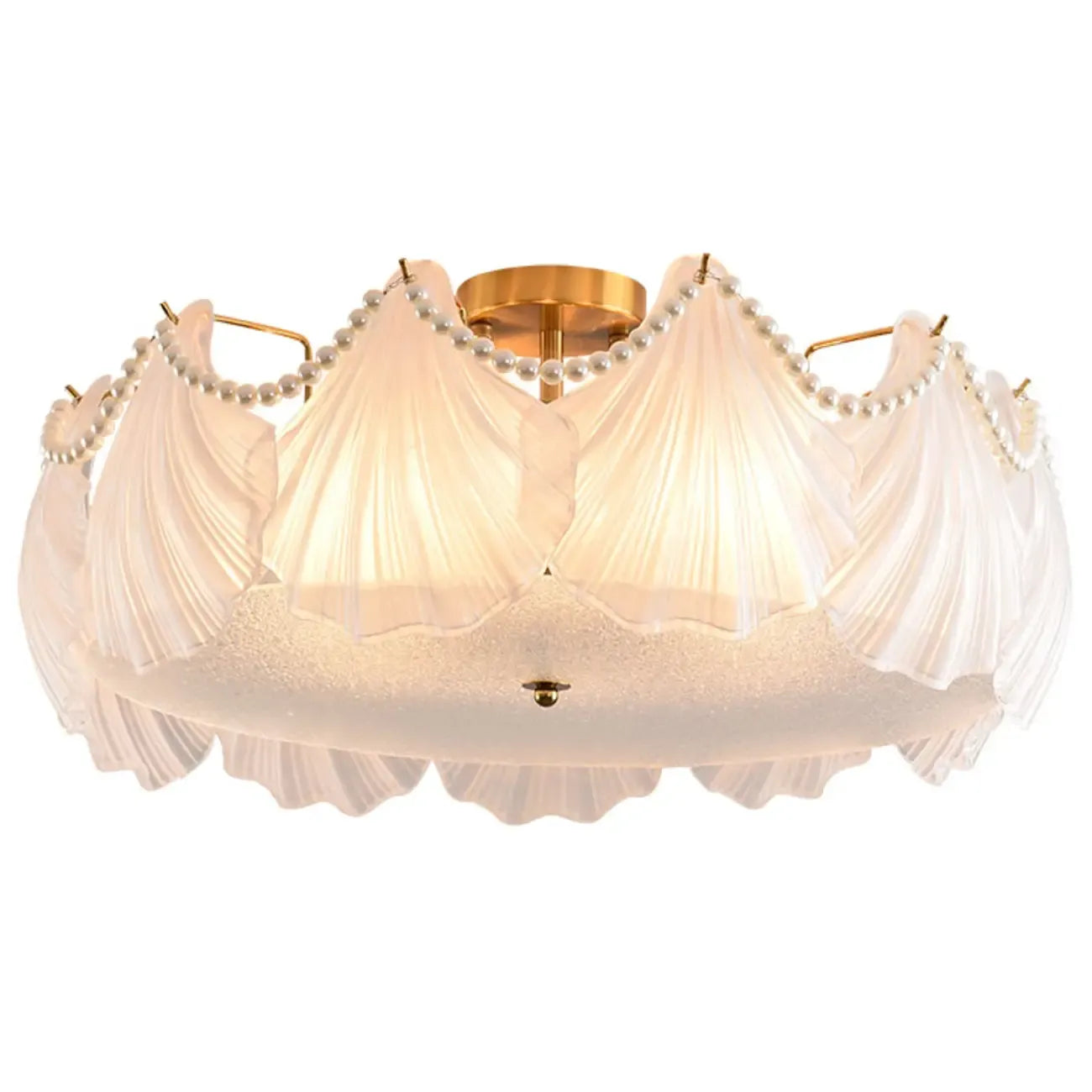 Plafonnier de luxe pour salon avec abat-jour en verre en forme de coquillage