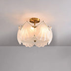 Plafonnier de luxe pour salon avec abat-jour en verre en forme de coquillage