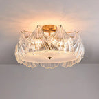 Plafonnier de luxe pour salon avec abat-jour en verre en forme de coquillage