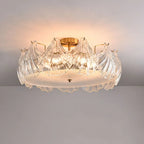 Plafonnier de luxe pour salon avec abat-jour en verre en forme de coquillage