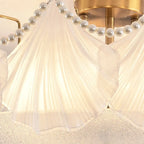 Plafonnier de luxe pour salon avec abat-jour en verre en forme de coquillage