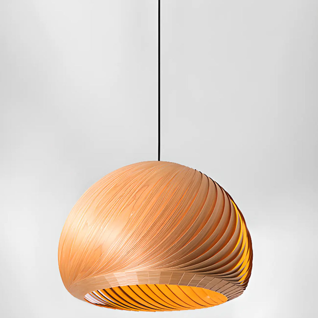 Suspension minimaliste en bois avec boule ronde pour salle à manger