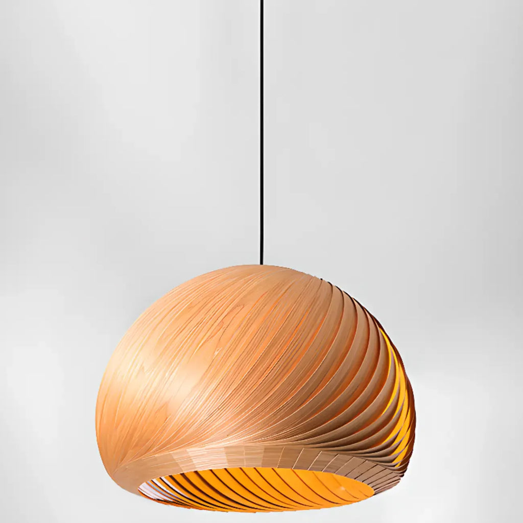 Suspension minimaliste en bois avec boule ronde pour salle à manger