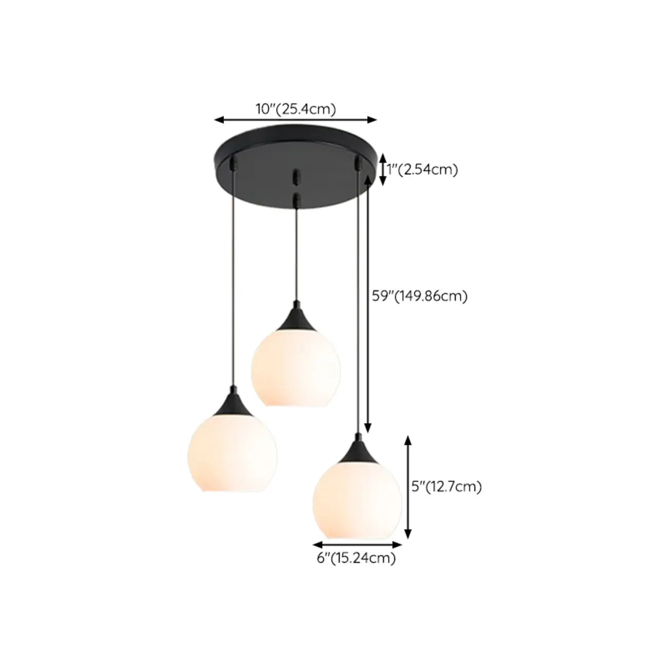 Suspension moderne à 3 lumières avec verre pour salle à manger