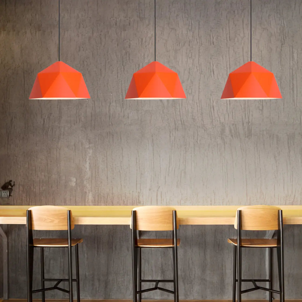 Lampada a Sospensione Industriale Arancione in Metallo per Sala da Pranzo