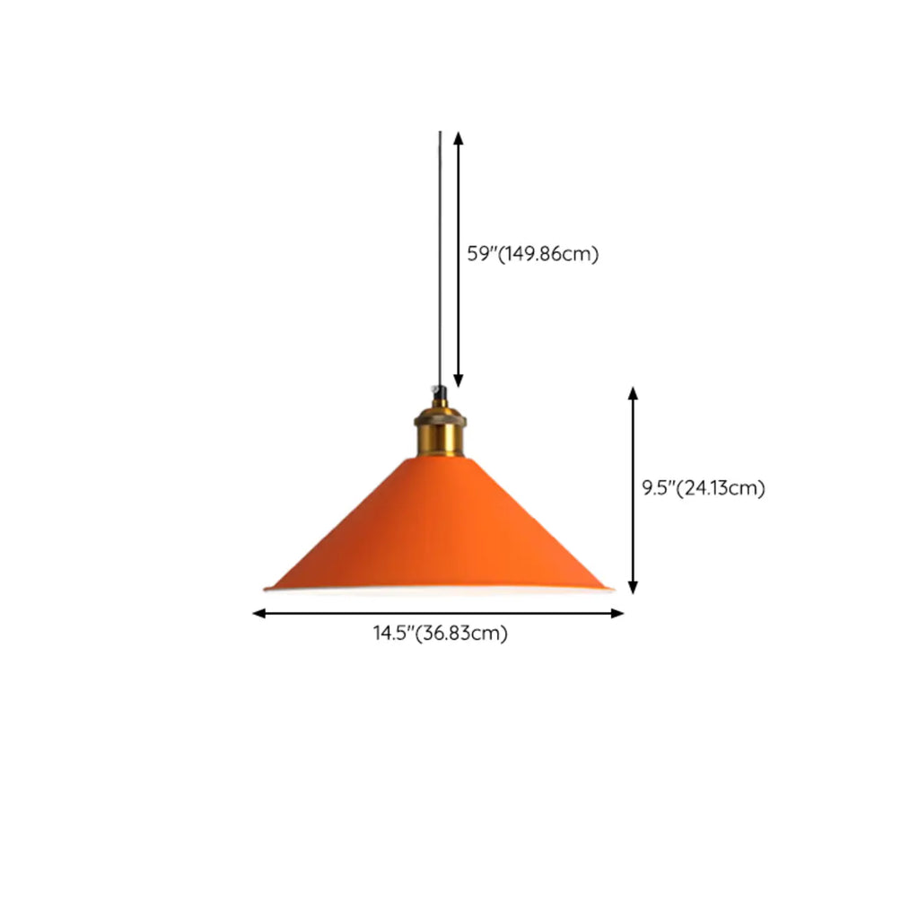 Lampada a Sospensione Industriale Arancione in Metallo per Sala da Pranzo
