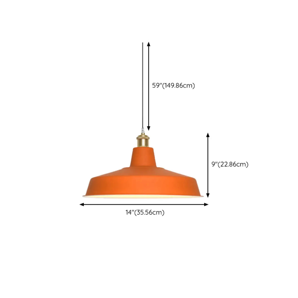 Lampada a Sospensione Industriale Arancione in Metallo per Sala da Pranzo