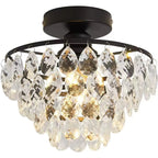 Plafonnier semi-encastré LED en cristal de luxe pour espace de vie