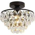 Plafonnier semi-encastré LED en cristal de luxe pour espace de vie