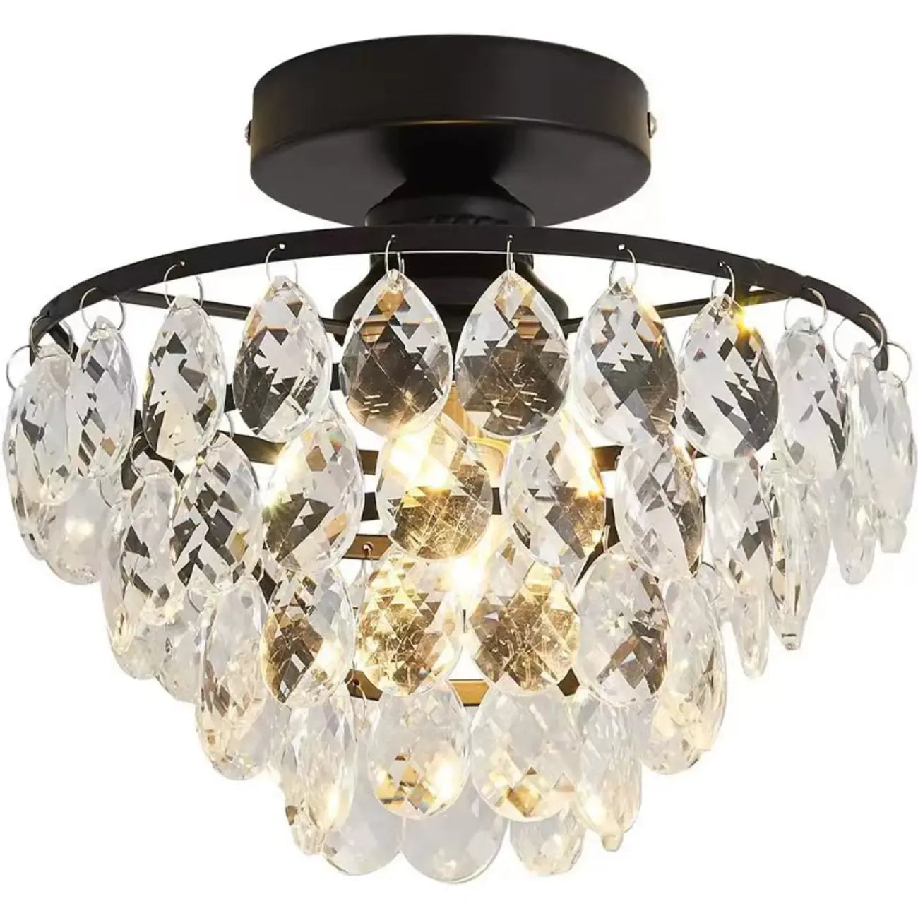 Plafonnier semi-encastré LED en cristal de luxe pour espace de vie