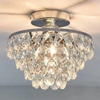 Plafonnier semi-encastré LED en cristal de luxe pour espace de vie