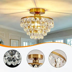 Plafonnier semi-encastré LED en cristal de luxe pour espace de vie