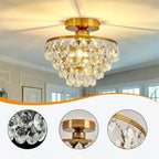 Plafonnier semi-encastré LED en cristal de luxe pour espace de vie