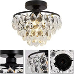 Plafonnier semi-encastré LED en cristal de luxe pour espace de vie