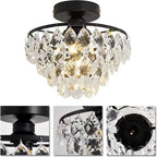Plafonnier semi-encastré LED en cristal de luxe pour espace de vie