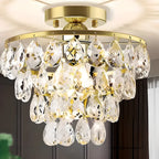Plafonnier semi-encastré LED en cristal de luxe pour espace de vie