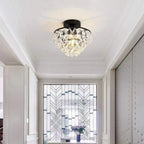 Plafonnier semi-encastré LED en cristal de luxe pour espace de vie