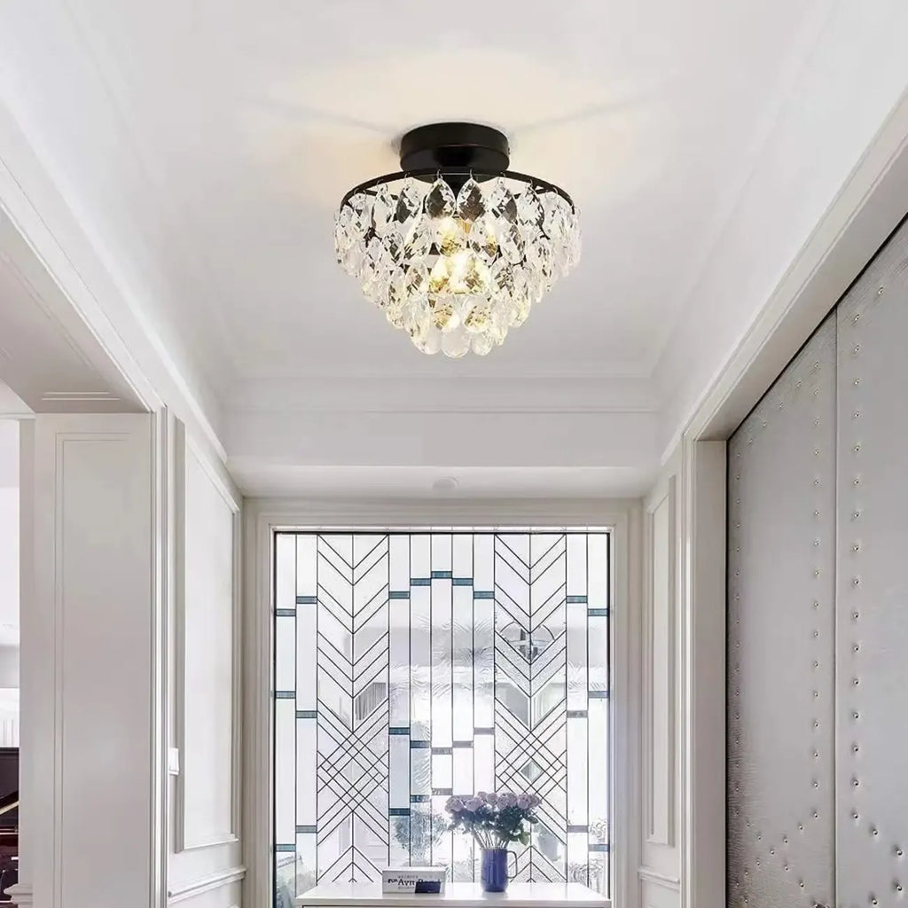 Plafonnier semi-encastré LED en cristal de luxe pour espace de vie