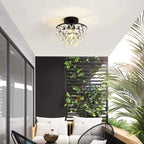 Plafonnier semi-encastré LED en cristal de luxe pour espace de vie