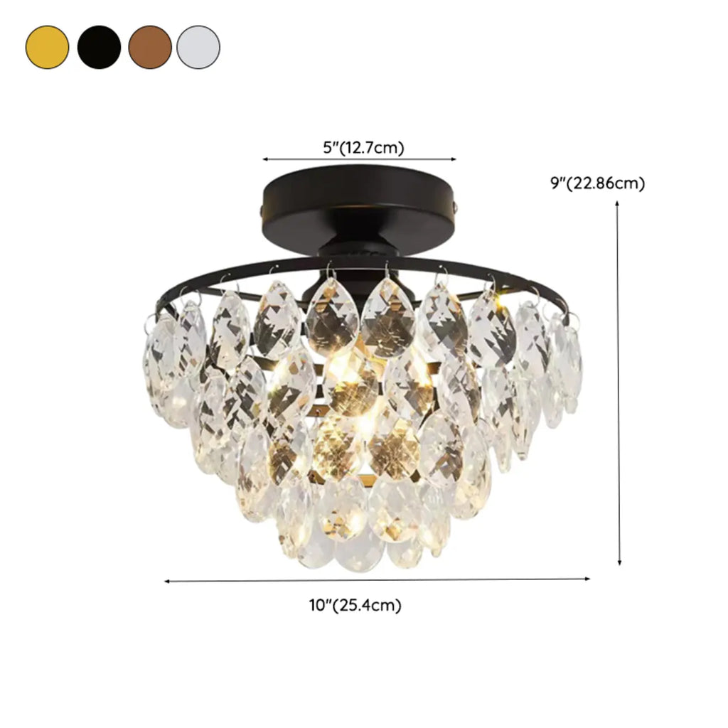 Plafonnier semi-encastré LED en cristal de luxe pour espace de vie
