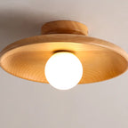 Plafonnier semi-encastré vintage en bois massif pour entrée