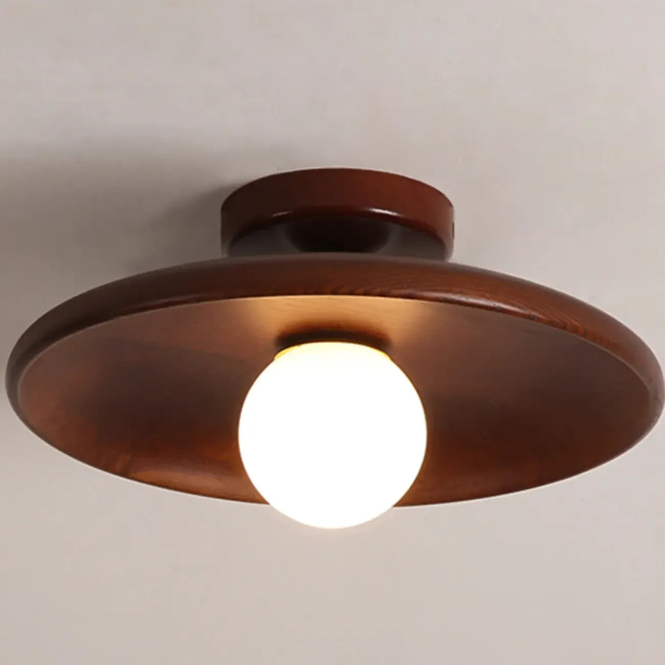 Plafonnier semi-encastré vintage en bois massif pour entrée