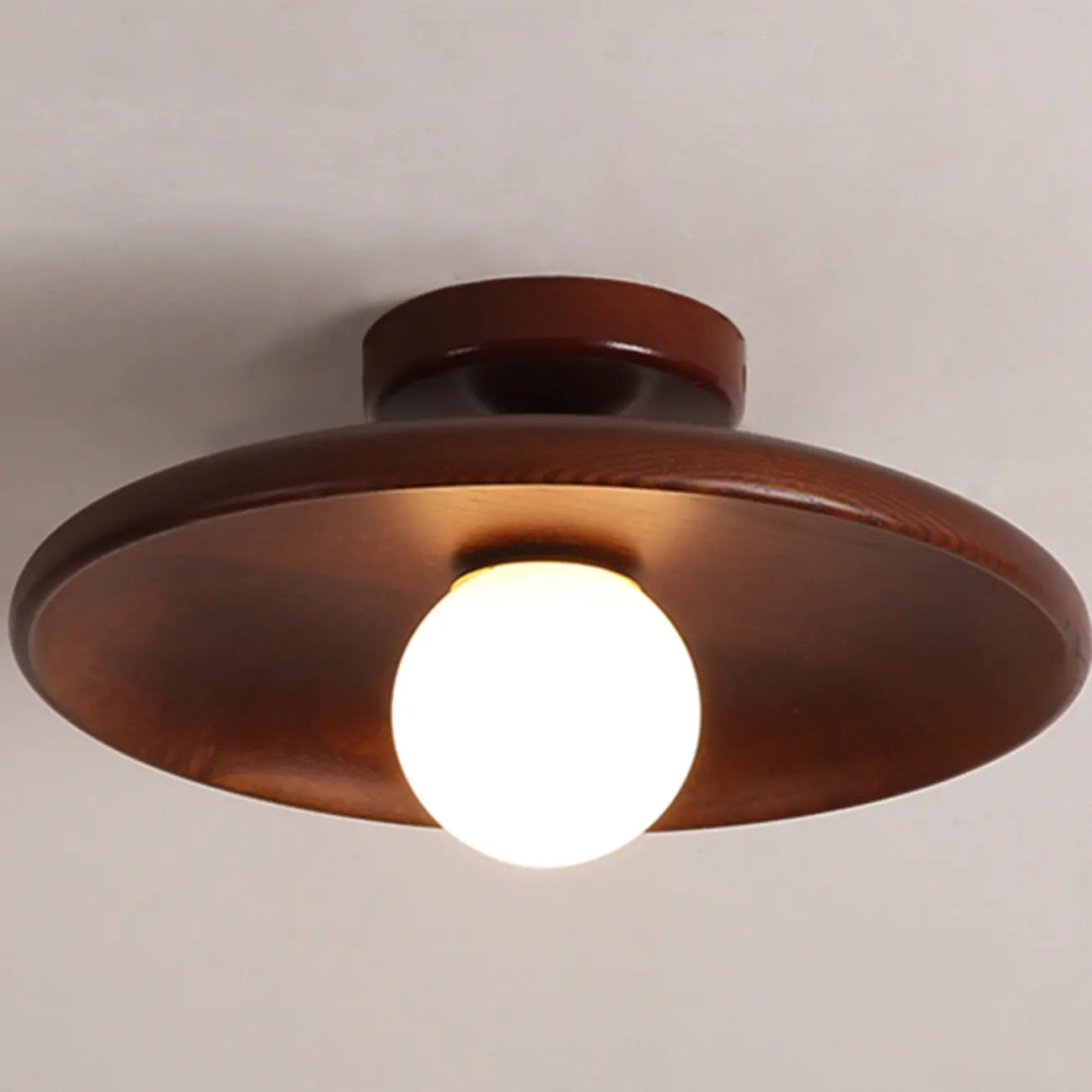 Plafonnier semi-encastré vintage en bois massif pour entrée