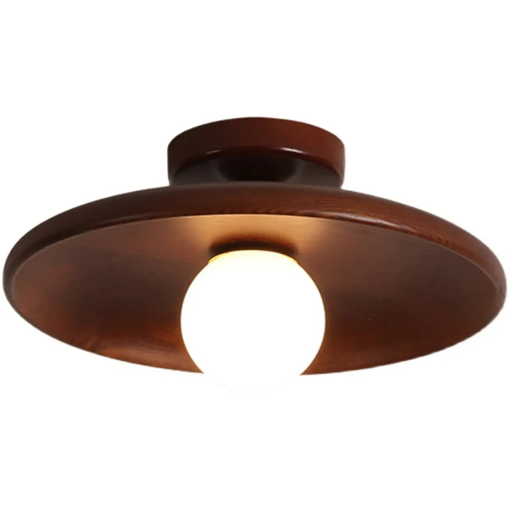 Plafonnier semi-encastré vintage en bois massif pour entrée