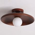 Plafonnier semi-encastré vintage en bois massif pour entrée