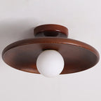 Plafonnier semi-encastré vintage en bois massif pour entrée