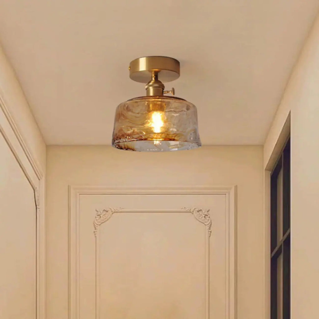 Plafonnier LED semi-encastré géométrique ambré pour maison moderne