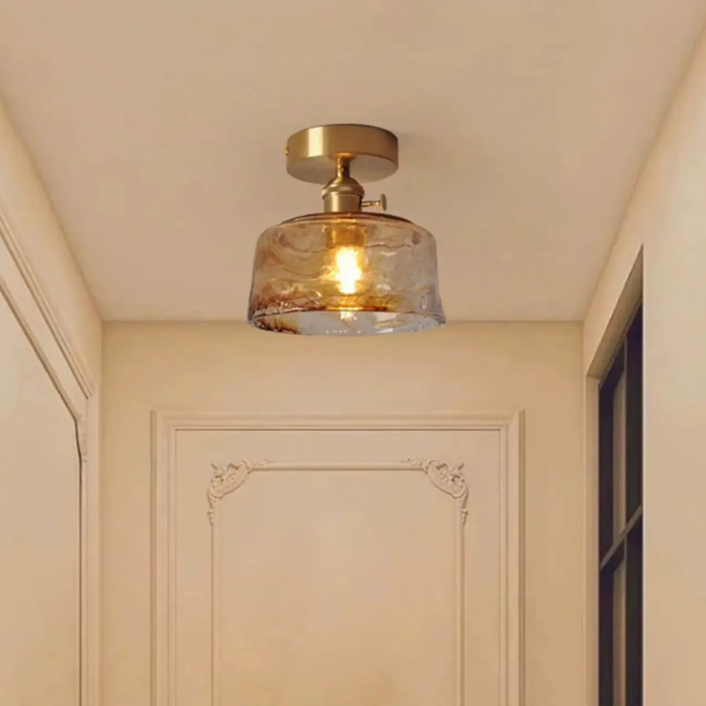 Plafonnier LED semi-encastré géométrique ambré pour maison moderne