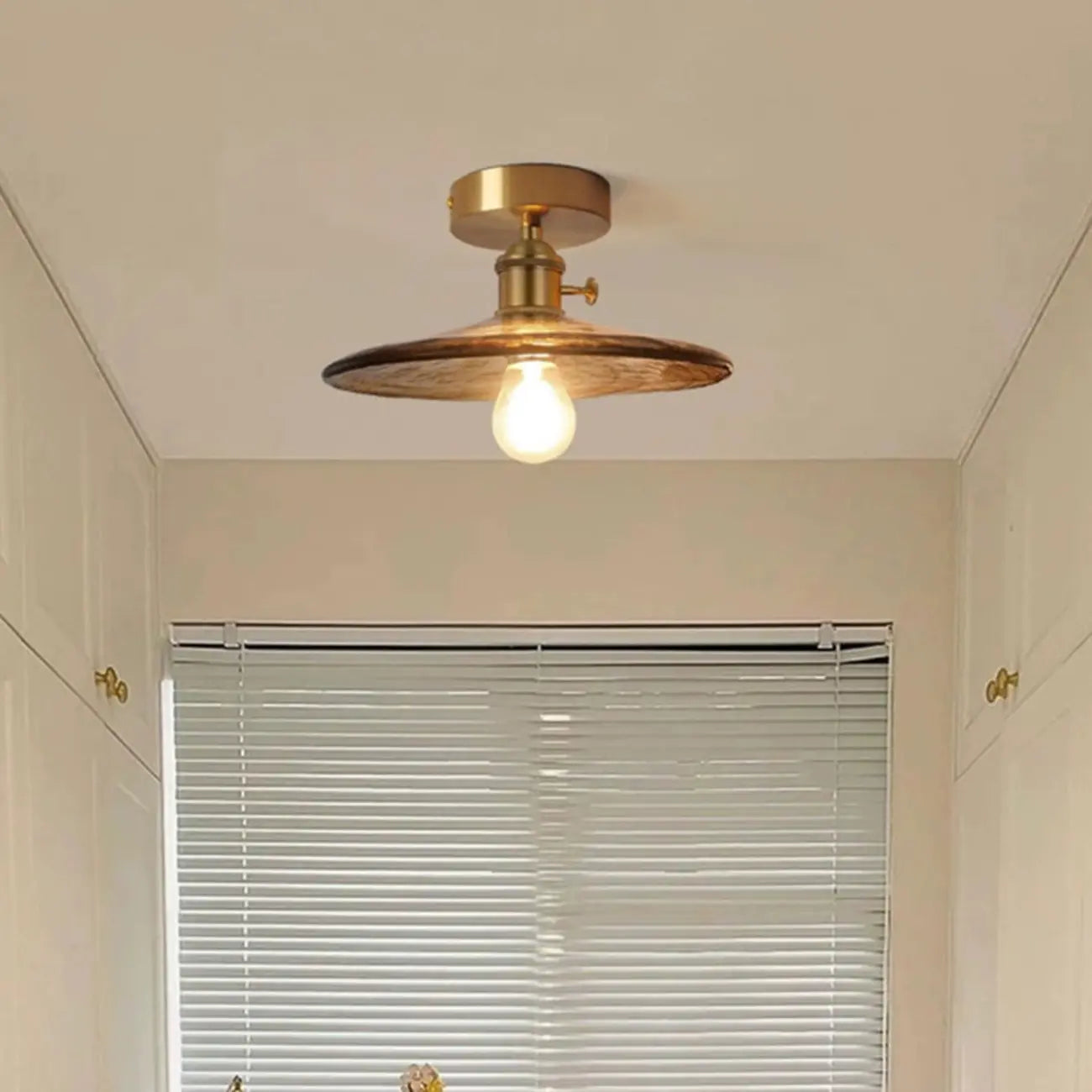 Plafonnier LED semi-encastré géométrique ambré pour maison moderne