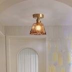 Plafonnier LED semi-encastré géométrique ambré pour maison moderne