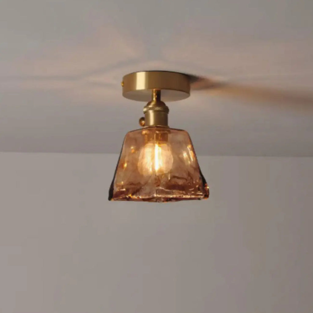 Plafonnier LED semi-encastré géométrique ambré pour maison moderne