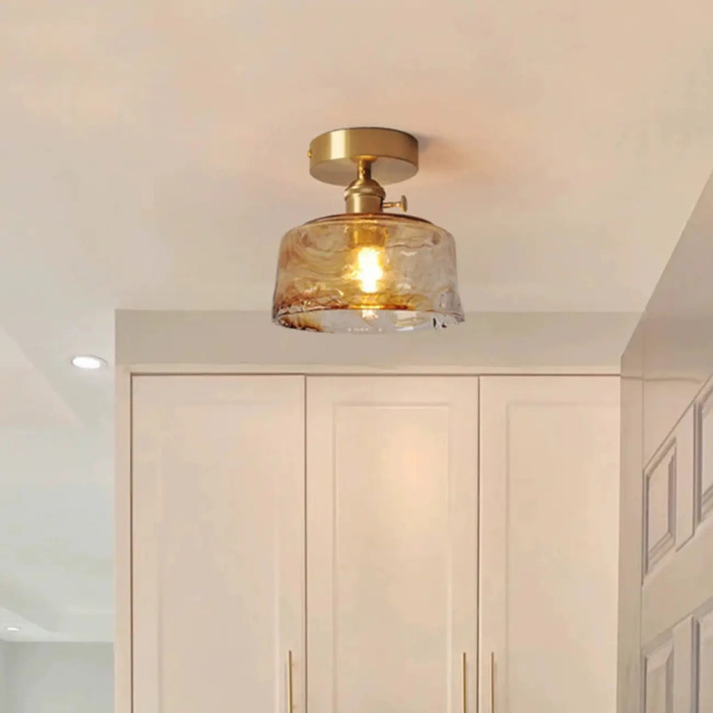 Plafonnier LED semi-encastré géométrique ambré pour maison moderne